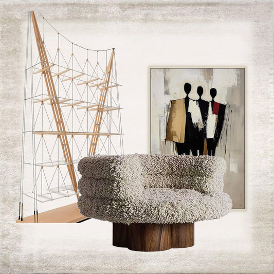 Halo bouclé swivel lounge chair in interior