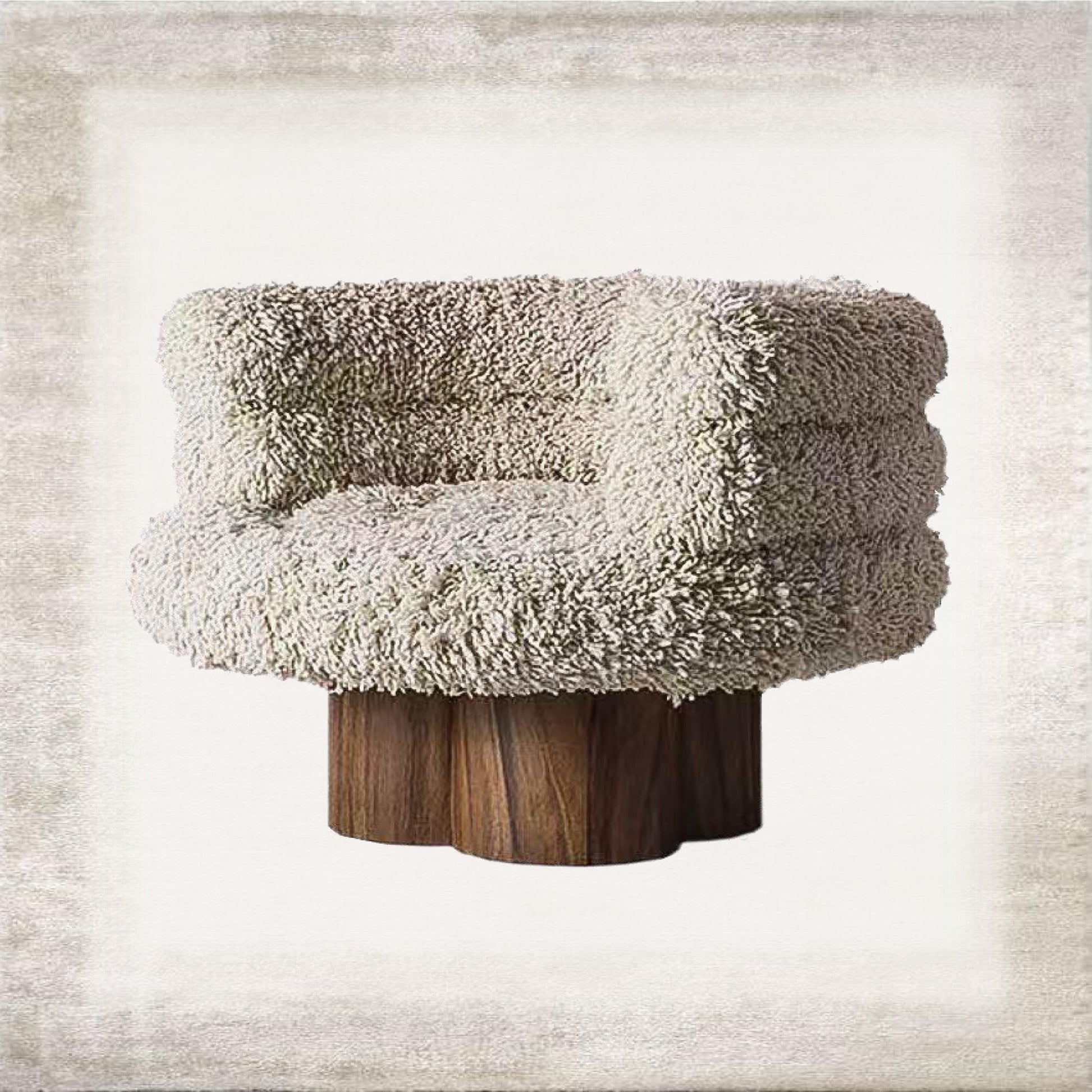 Halo bouclé swivel lounge chair front view