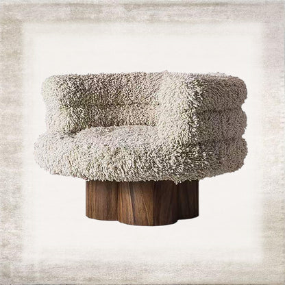 Halo bouclé swivel lounge chair front view