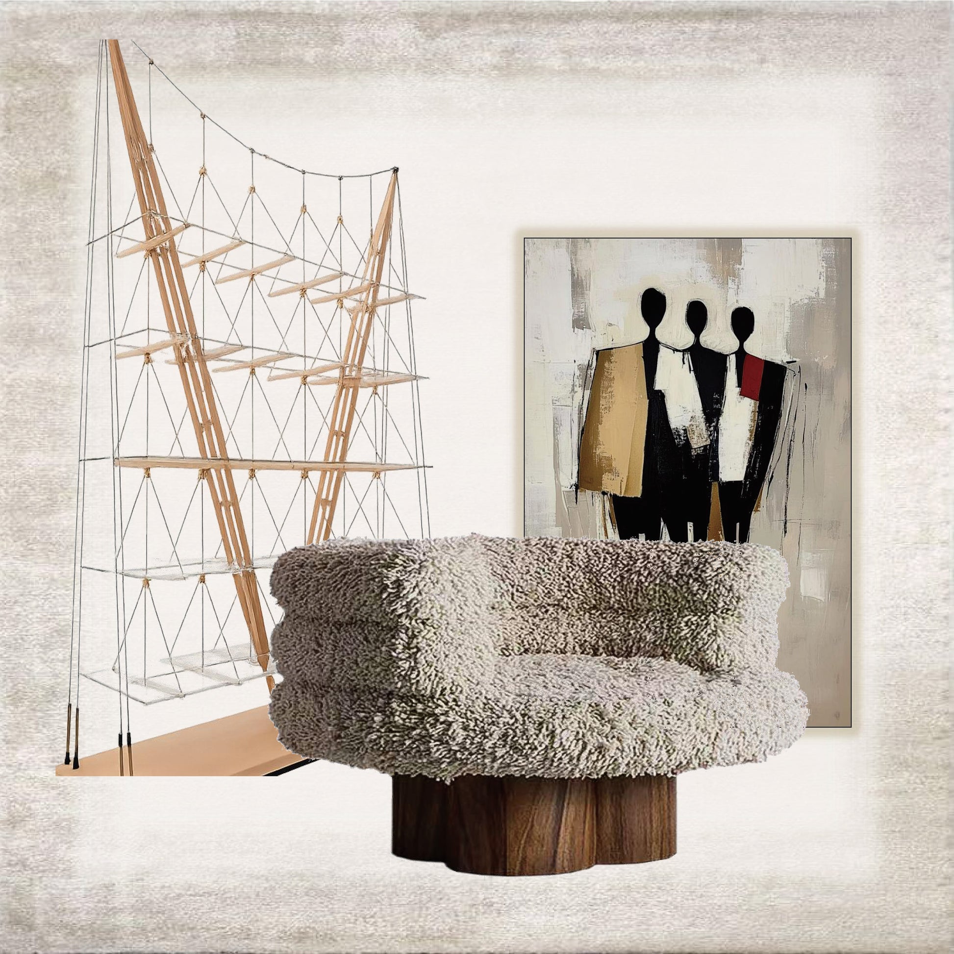 Halo bouclé swivel lounge chair in interior
