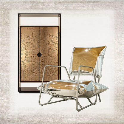 Lucent stainless steel lounge chair in interior composition