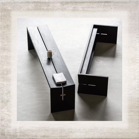 Pieghe Architectural Wood Bench, main view