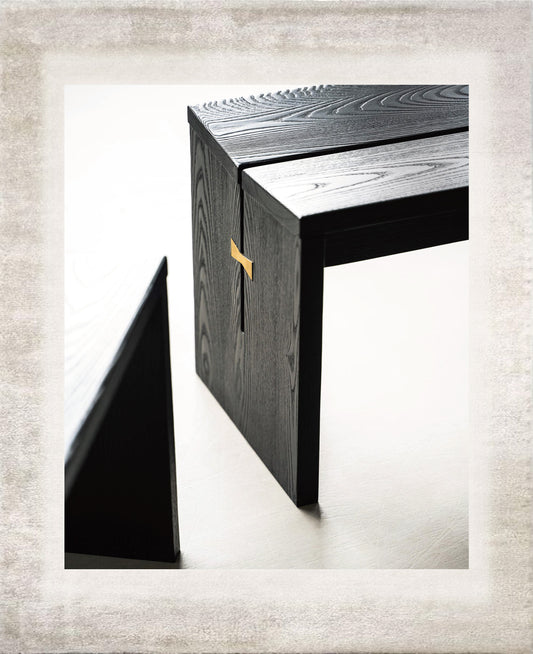 Pieghe Architectural Wood Bench, detail view 2