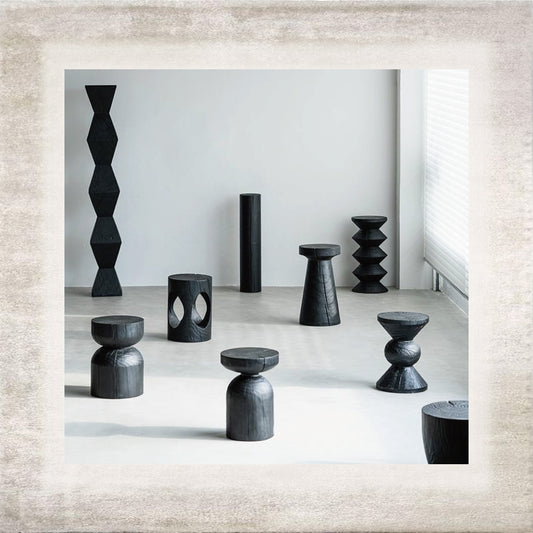 Totem Sculptural Wood Stools, main view
