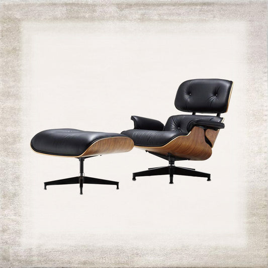 Guscio Leather Lounge Chair and Ottoman, main view