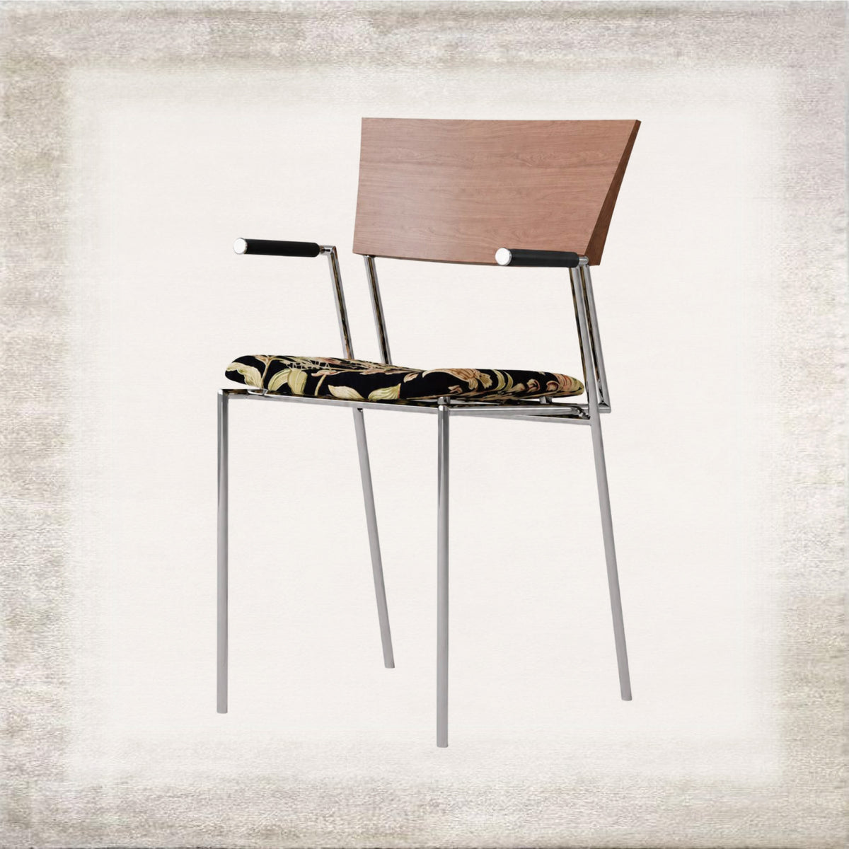 Tela Chrome and Wood Armchair, main view